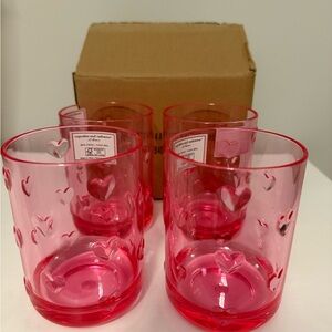 NEW Cupcakes & Cashmere Pink Heart Acrylic cups set of 4